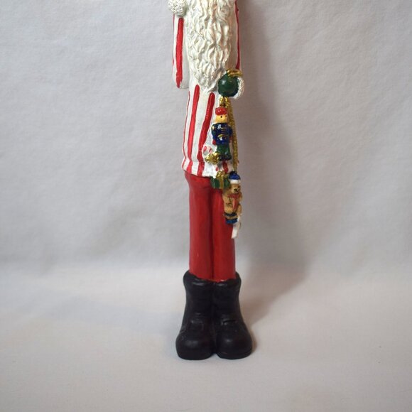 Vintage Resin Skinny Santa Claus Figure With Black Boots and Toys - Picture 2 of 11